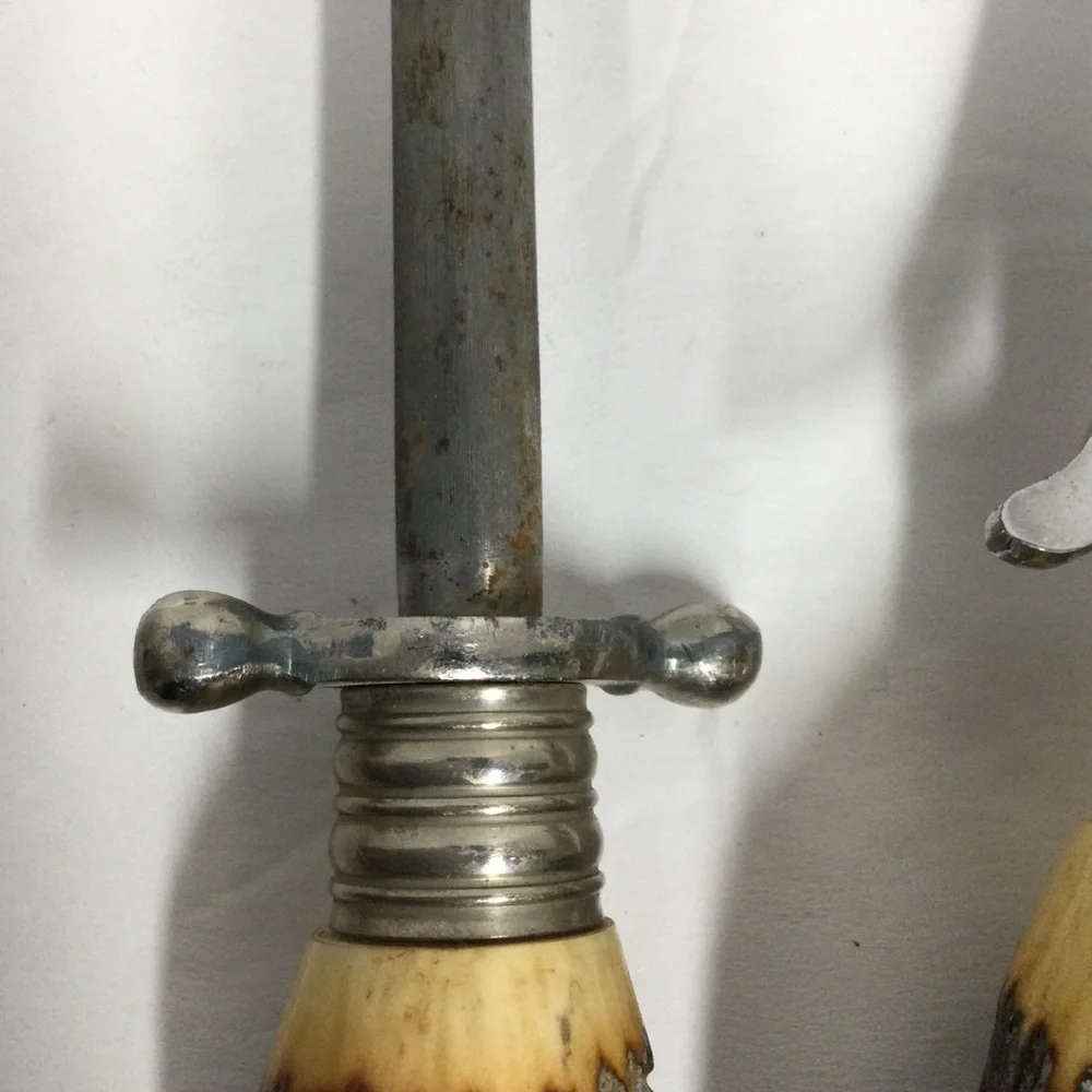 Solingen Antler Handle Carving Set - Knife, Fork & Steel Vintage Germany